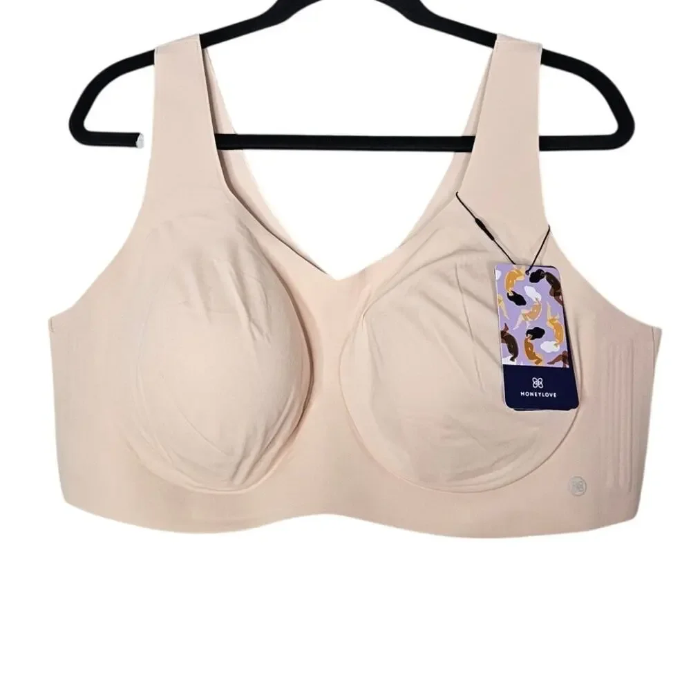 NEW Honeylove 3X 40DD Nude Beige Comfort Bra Padded No Wire T Shirt
